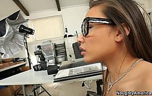 Nerdy asian girl Arial Rose gets fucked in professor's office