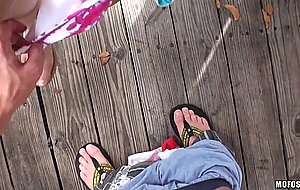 Cute amateur latina sucking it outdoors