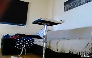 Sexy brunette fingering ass and showing boobs on cam