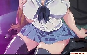 Busty japanese anime coed tittyfucking and facial cummi
