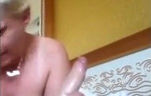 Skilled blonde milf cocksucker on duty