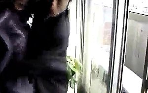 Japanese milf has hairy crack roughly screwed by two du