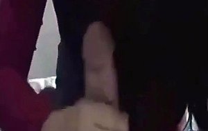 Girl needs 2 hands for this beast of cock