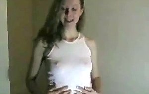 Sexy teen pees through panties and sucks dick