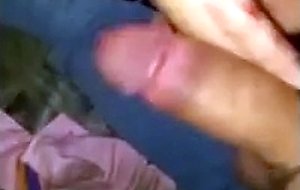 He mastirbates and cums on her feet