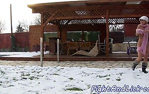 Snowball fighting lezzies pussylicking nicely