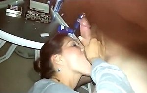 Married milf sucking the cum out of a cock in front of husband friends
