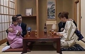 Japanese milfs sticks cock in her cunt next to other co
