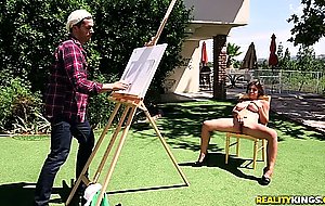 Ella knox demonstrates her huge natural boobs outdoors