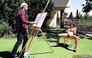 Ella knox demonstrates her huge natural boobs outdoors