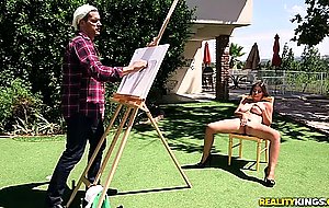 Ella knox demonstrates her huge natural boobs outdoors