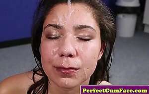 Titfucking british babe gets jizzed on face
