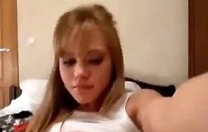 Hot blonde teen self shoney shaved pussy fingering