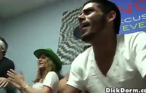 Crowd watch amateur threesome
