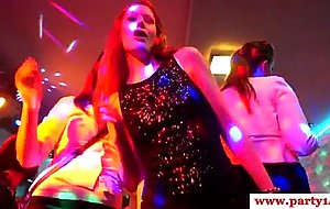 Party babes drilled in a group scene