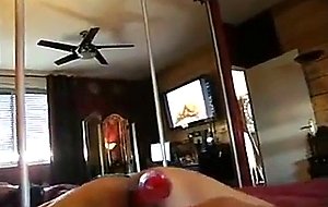 Milf takes toys in her brown fuck holes
