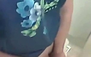 Guy blows and swallows in a public washroom