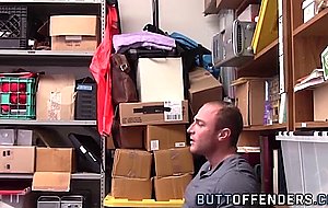 Muscled shoplifter jizzed