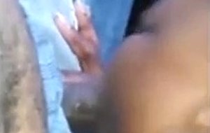 Ebony sucks small black cock