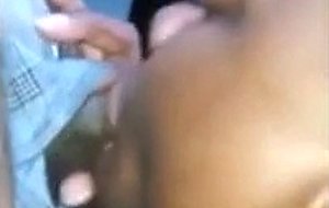 Ebony sucks small black cock