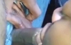 Ebony sucks small black cock