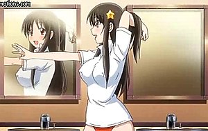 Busty hentai cutie teasing big dong