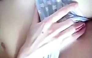 Wanking on her nipples