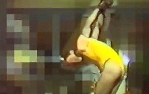 Oldie 24 selfbondage in yellow swimsuit
