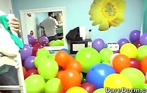 Naked college girls celebrate the last day of class with a balloon sex party - nude girls