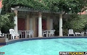 Thick filipina amateur slobbers on a dick