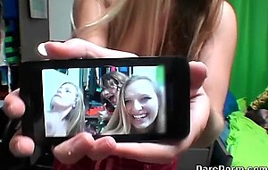 Naked college co-eds fucked intense in their dorm room during a party - nude girls
