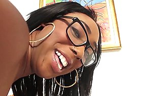 Curvy ebony sucking white cock
