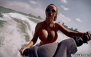 Nikki benz riding watercraft letting her tits bounce around with every wave jump