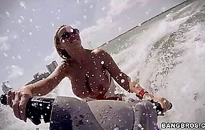 Nikki benz riding watercraft letting her tits bounce around with every wave jump