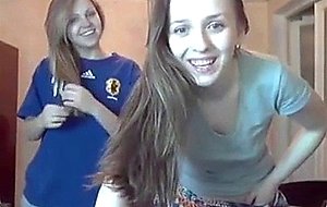 Two teen babes strip and tease on webcam