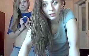 Two teen babes strip and tease on webcam