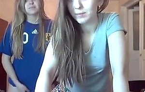 Two teen babes strip and tease on webcam