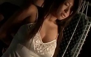 Busty japanese sex slave in ropes gets lingerie cut off