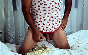 Mature crossdresser in lingerie solo