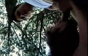Oral caress with a trans outdoor
