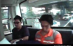 Teen shy asian girl taken by and fucked in bus gangbang