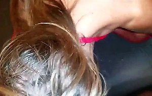 Cougar masturbating and sucking