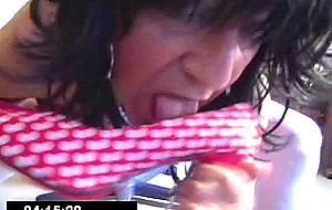 Hot crossdresser in red lingerie solo