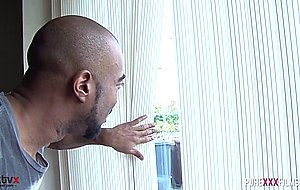 Sucking off her Black Stepdad