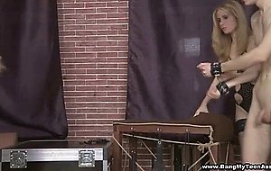 Assfucked and double-drilled on a case