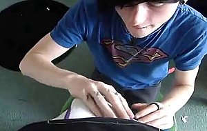 Amateur emo twink gives a bj