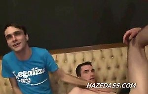 Two dudes engage in college anal sex