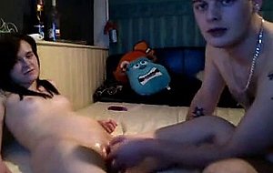 Unexperienced teen lovers first time sex on cam