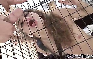 Tiny caged teen fucked