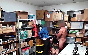 Teen gets caught between two cocks